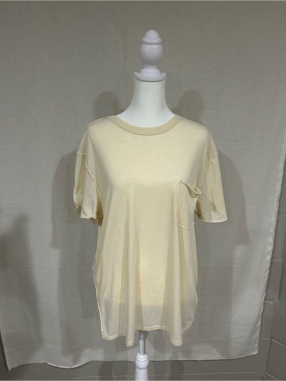 Free People We the Free NWOT Oversize Crewneck Pocket Tee - Cream